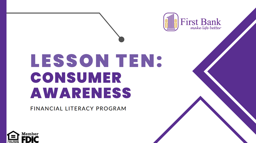 Cover of lesson ten consumer awareness